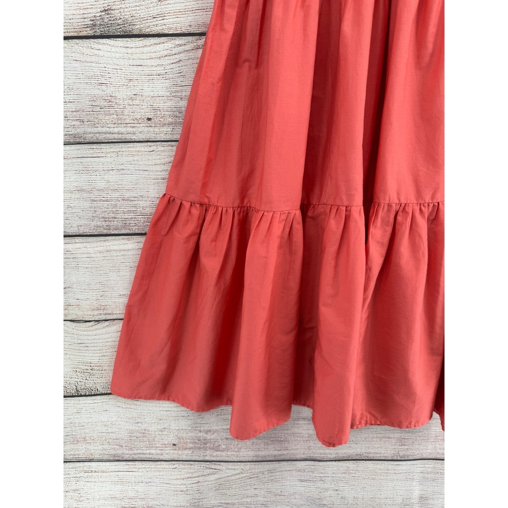 Maeve Anthropologie Maxi Dress Women Size 6 Coral Tiered Smocked V-Neck Cotton - Picture 9 of 9